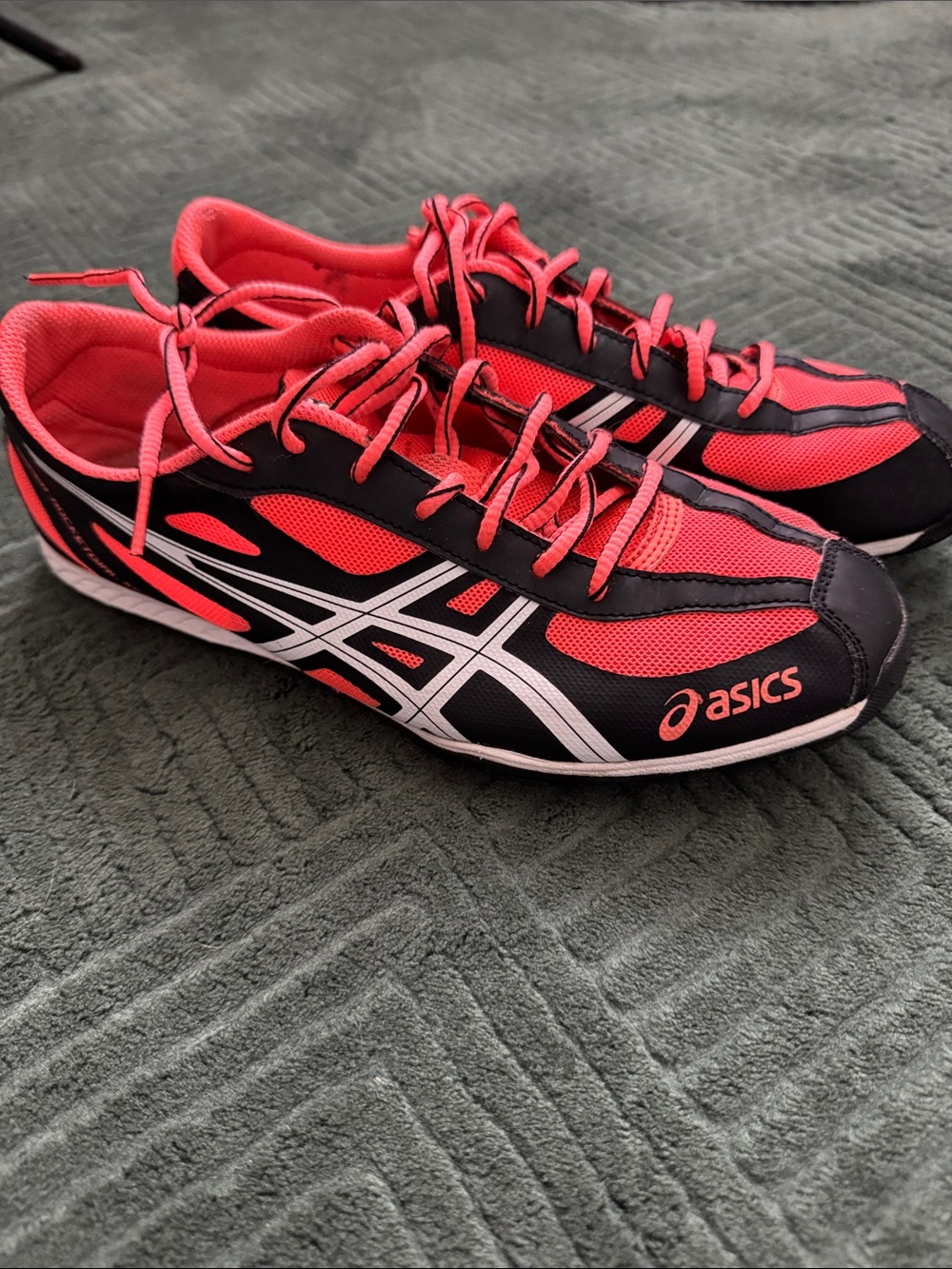 ASICS Kids Coral Red and Black Lace-Up Sneakers